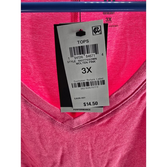 Ideology Womens Plus 3X Molten Pink Performance V-Neck T-Shirt 100177032WN NEW - Picture 2 of 6